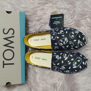 Tom's Alpargata Navy Glow in the dark Fireflies size 9.5
